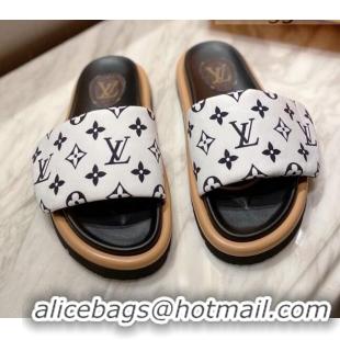 Sumptuous Louis Vuitton Pool Pillow Comfort Monogram Nylon Slide Sandals 061261 White 2021