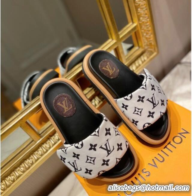 Sumptuous Louis Vuitton Pool Pillow Comfort Monogram Nylon Slide Sandals 061261 White 2021