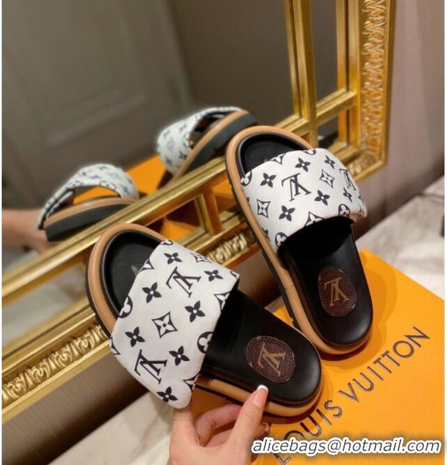 Sumptuous Louis Vuitton Pool Pillow Comfort Monogram Nylon Slide Sandals 061261 White 2021