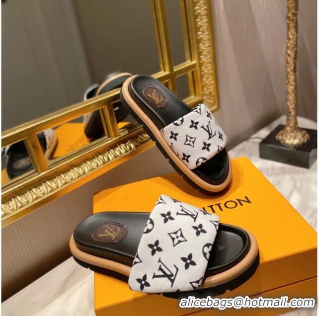 Sumptuous Louis Vuitton Pool Pillow Comfort Monogram Nylon Slide Sandals 061261 White 2021