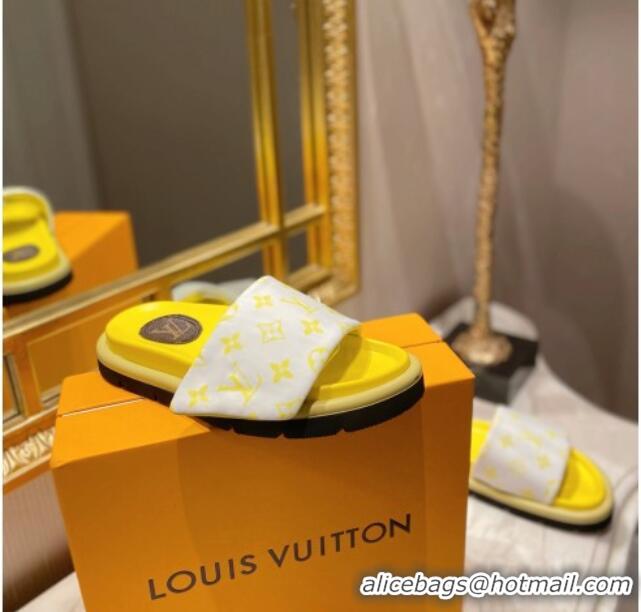 Best Grade Louis Vuitton Pool Pillow Comfort Monogram Nylon Slide Sandals 061261 Yellow 2021