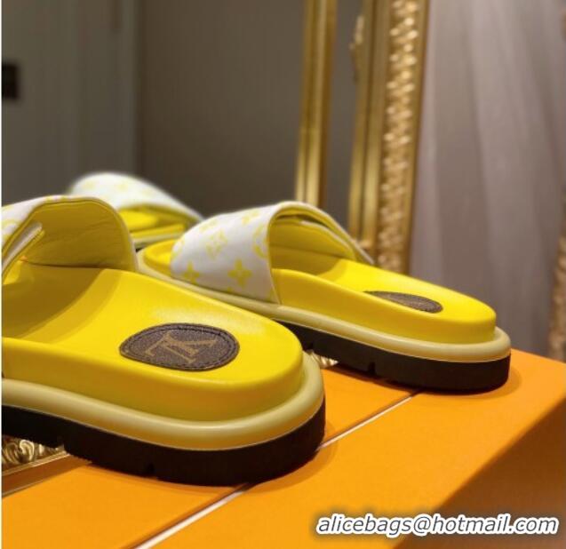 Best Grade Louis Vuitton Pool Pillow Comfort Monogram Nylon Slide Sandals 061261 Yellow 2021