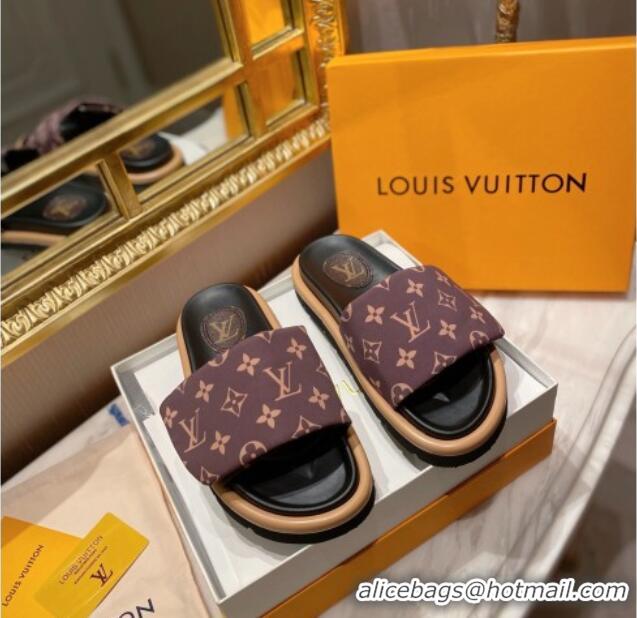 Top Quality Louis Vuitton Pool Pillow Comfort Monogram Nylon Slide Sandals Cacao Brown 061261