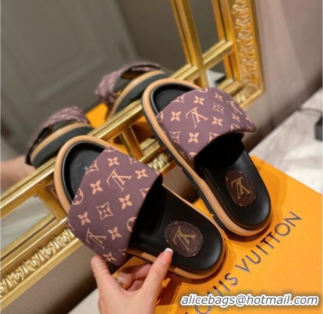 Top Quality Louis Vuitton Pool Pillow Comfort Monogram Nylon Slide Sandals Cacao Brown 061261