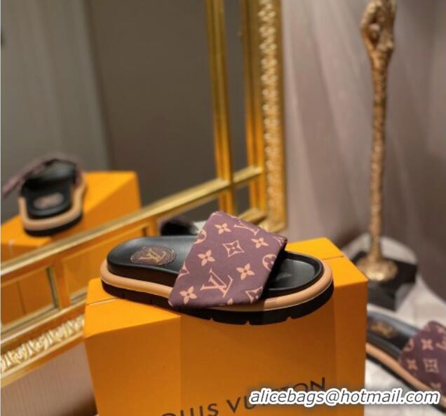 Top Quality Louis Vuitton Pool Pillow Comfort Monogram Nylon Slide Sandals Cacao Brown 061261