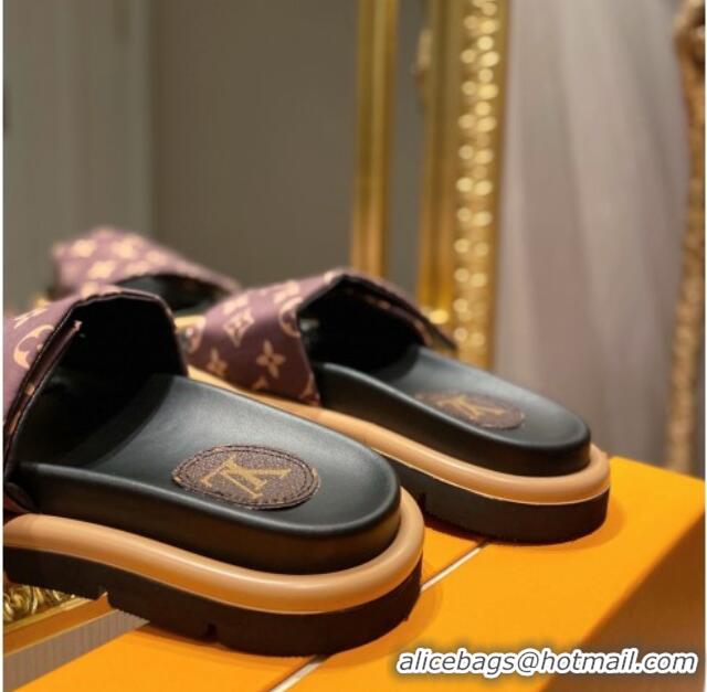 Top Quality Louis Vuitton Pool Pillow Comfort Monogram Nylon Slide Sandals Cacao Brown 061261