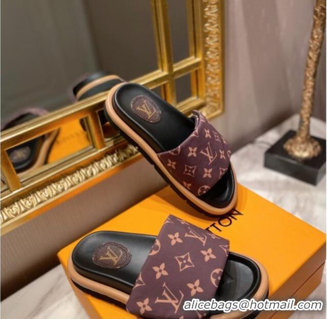 Top Quality Louis Vuitton Pool Pillow Comfort Monogram Nylon Slide Sandals Cacao Brown 061261