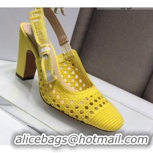 Unique Style Dior x Moi Slingback Pumps 9cm in Yellow Cannage Embroidered Mesh 042713