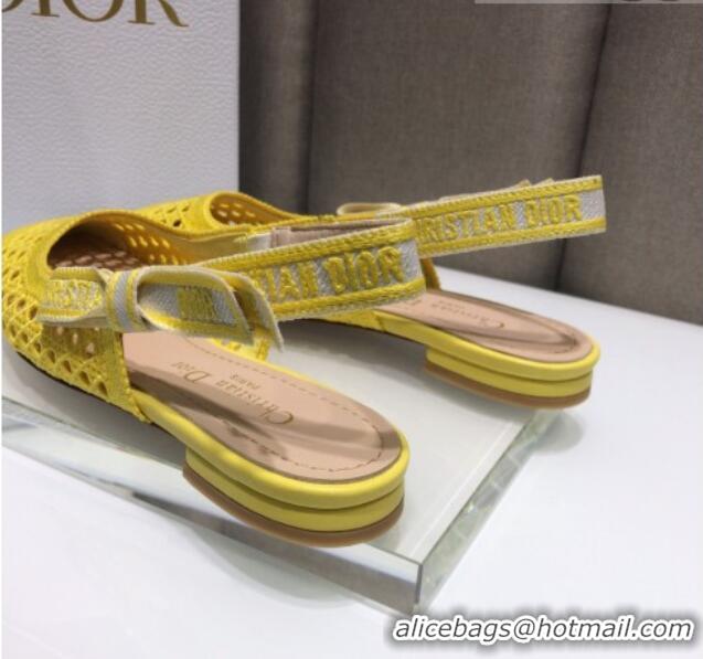 Most Popular Dior x Moi Slingback Pumps 3cm in Yellow Cannage Embroidered Mesh 042713