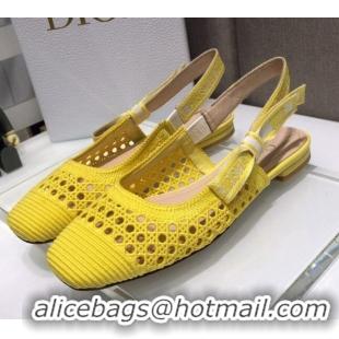 Perfect Dior x Moi Slingback Ballerinas Flats in Yellow Cannage Embroidered Mesh 042713