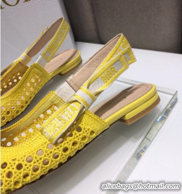 Perfect Dior x Moi Slingback Ballerinas Flats in Yellow Cannage Embroidered Mesh 042713