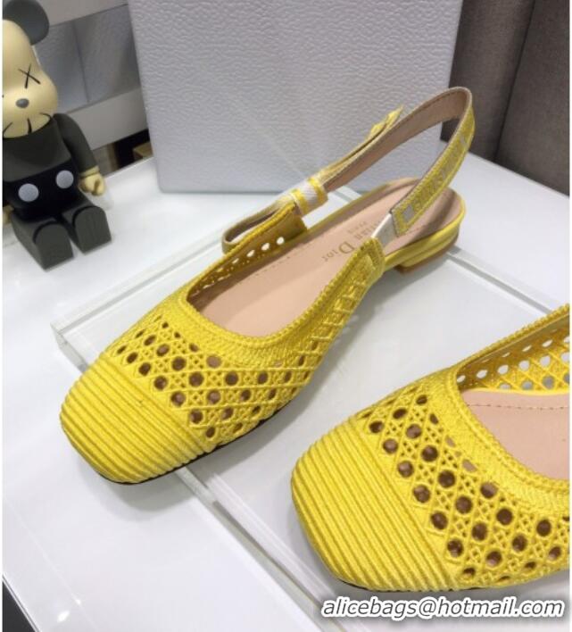 Perfect Dior x Moi Slingback Ballerinas Flats in Yellow Cannage Embroidered Mesh 042713