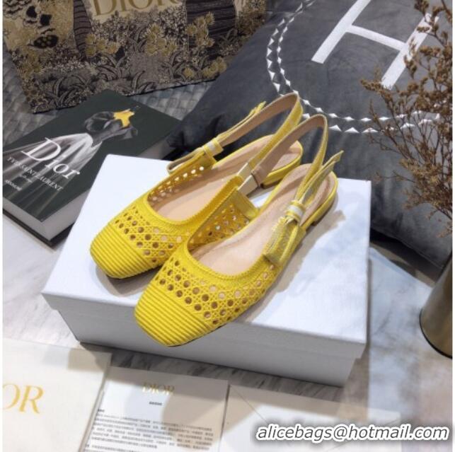 Perfect Dior x Moi Slingback Ballerinas Flats in Yellow Cannage Embroidered Mesh 042713