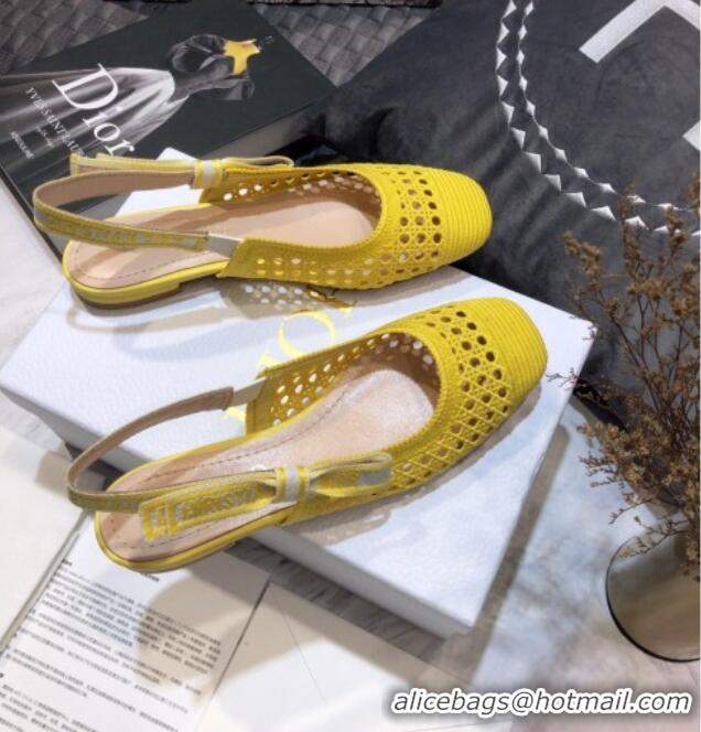 Perfect Dior x Moi Slingback Ballerinas Flats in Yellow Cannage Embroidered Mesh 042713