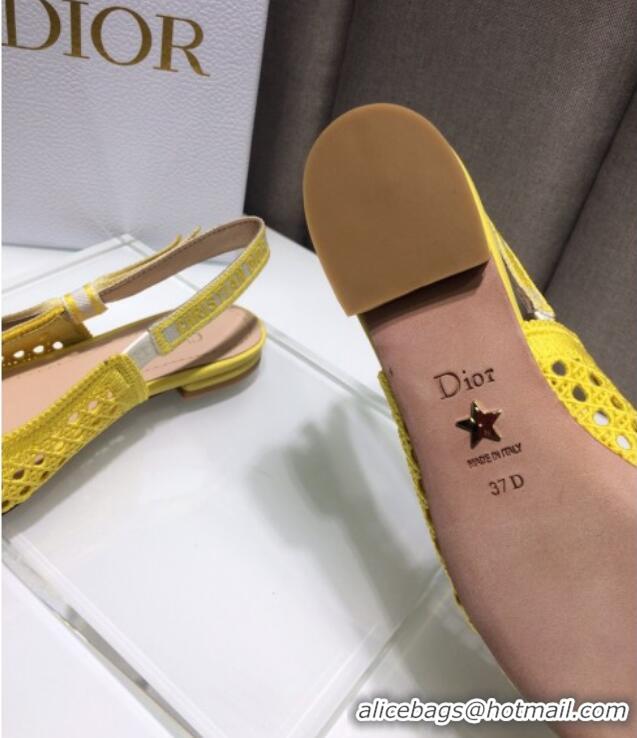 Perfect Dior x Moi Slingback Ballerinas Flats in Yellow Cannage Embroidered Mesh 042713