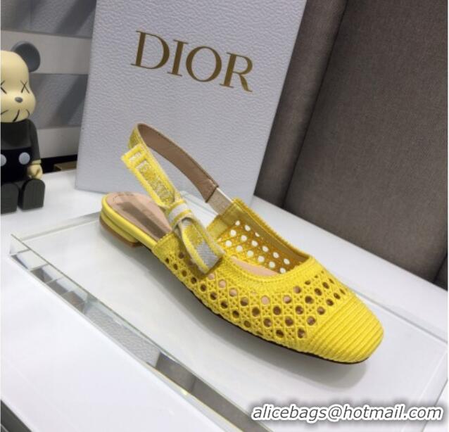 Perfect Dior x Moi Slingback Ballerinas Flats in Yellow Cannage Embroidered Mesh 042713