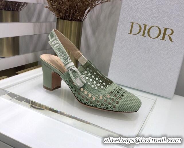 Low Price Dior x Moi Slingback Pumps 6.5cm in Green Cannage Embroidered Mesh 042718