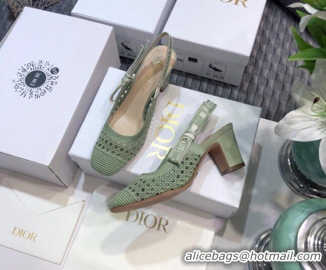 Low Price Dior x Moi Slingback Pumps 6.5cm in Green Cannage Embroidered Mesh 042718