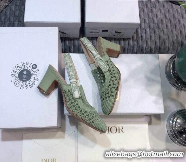 Low Price Dior x Moi Slingback Pumps 6.5cm in Green Cannage Embroidered Mesh 042718