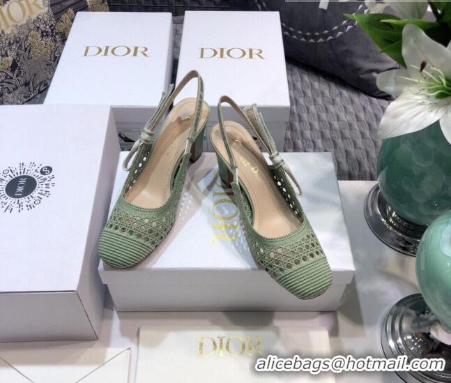 Low Price Dior x Moi Slingback Pumps 6.5cm in Green Cannage Embroidered Mesh 042718