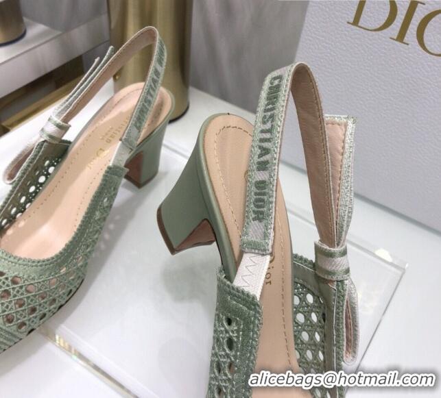 Low Price Dior x Moi Slingback Pumps 6.5cm in Green Cannage Embroidered Mesh 042718