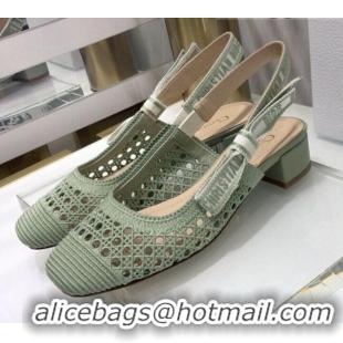 Best Price Dior x Moi Slingback Pumps 3.5cm in Green Cannage Embroidered Mesh 042718