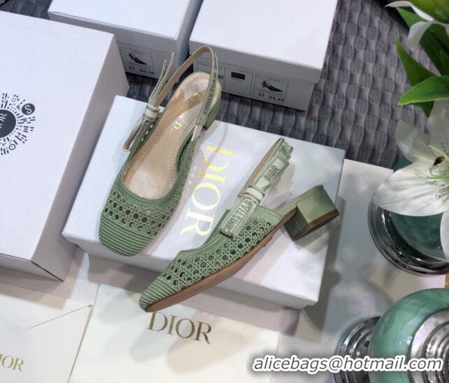 Best Price Dior x Moi Slingback Pumps 3.5cm in Green Cannage Embroidered Mesh 042718