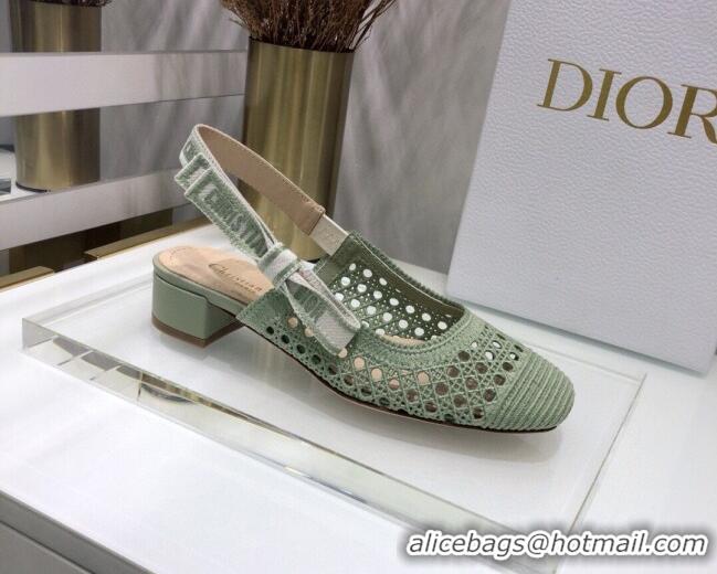 Best Price Dior x Moi Slingback Pumps 3.5cm in Green Cannage Embroidered Mesh 042718