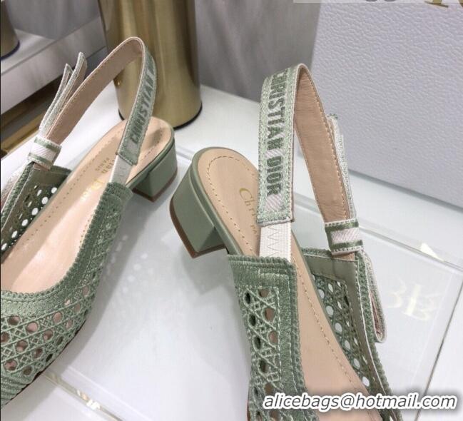 Best Price Dior x Moi Slingback Pumps 3.5cm in Green Cannage Embroidered Mesh 042718