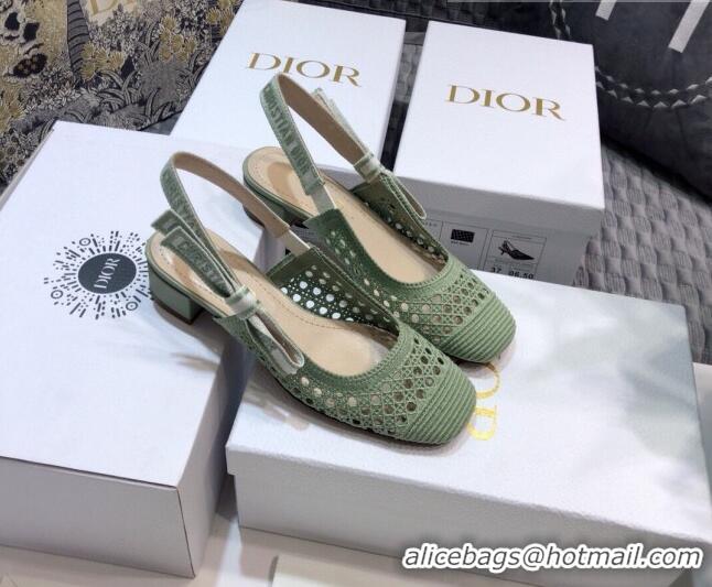 Best Price Dior x Moi Slingback Pumps 3.5cm in Green Cannage Embroidered Mesh 042718