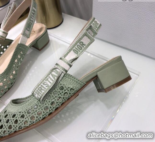 Best Price Dior x Moi Slingback Pumps 3.5cm in Green Cannage Embroidered Mesh 042718