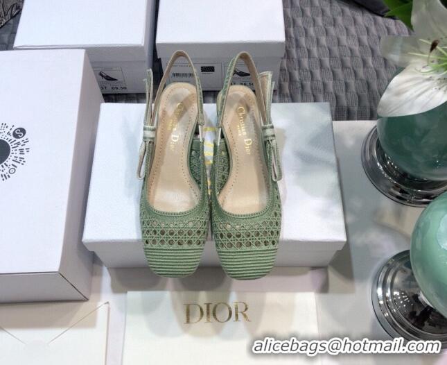 Best Price Dior x Moi Slingback Pumps 3.5cm in Green Cannage Embroidered Mesh 042718