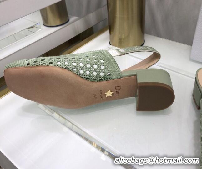 Best Price Dior x Moi Slingback Pumps 3.5cm in Green Cannage Embroidered Mesh 042718