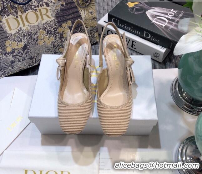 Good Looking Dior x Moi Slingback Pumps 6.5cm in Nude Ribbon Embroidered Cotton 042724