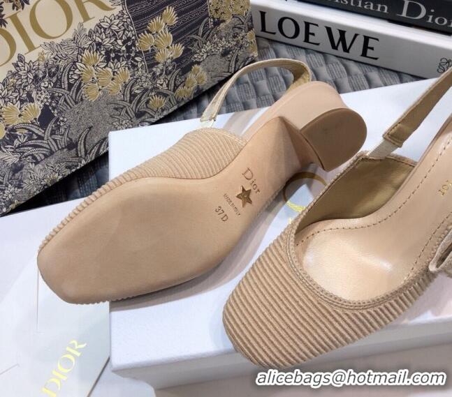 Good Looking Dior x Moi Slingback Pumps 6.5cm in Nude Ribbon Embroidered Cotton 042724