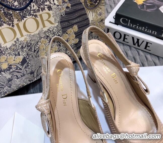 Good Looking Dior x Moi Slingback Pumps 6.5cm in Nude Ribbon Embroidered Cotton 042724