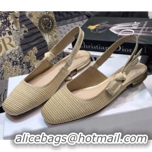 Affordable Price Dior x Moi Slingback Ballerinas Flats in Nude Ribbon Embroidered Cotton 042724