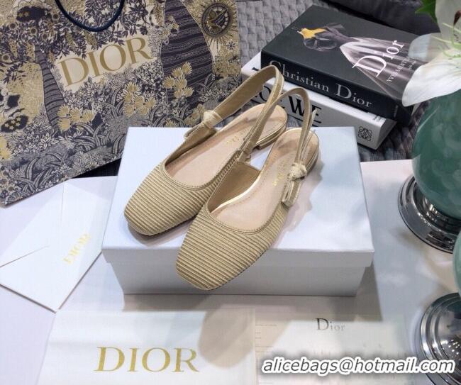 Affordable Price Dior x Moi Slingback Ballerinas Flats in Nude Ribbon Embroidered Cotton 042724