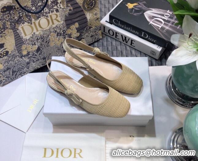 Affordable Price Dior x Moi Slingback Ballerinas Flats in Nude Ribbon Embroidered Cotton 042724