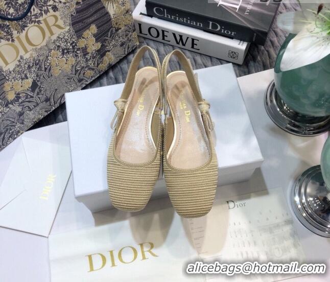 Affordable Price Dior x Moi Slingback Ballerinas Flats in Nude Ribbon Embroidered Cotton 042724