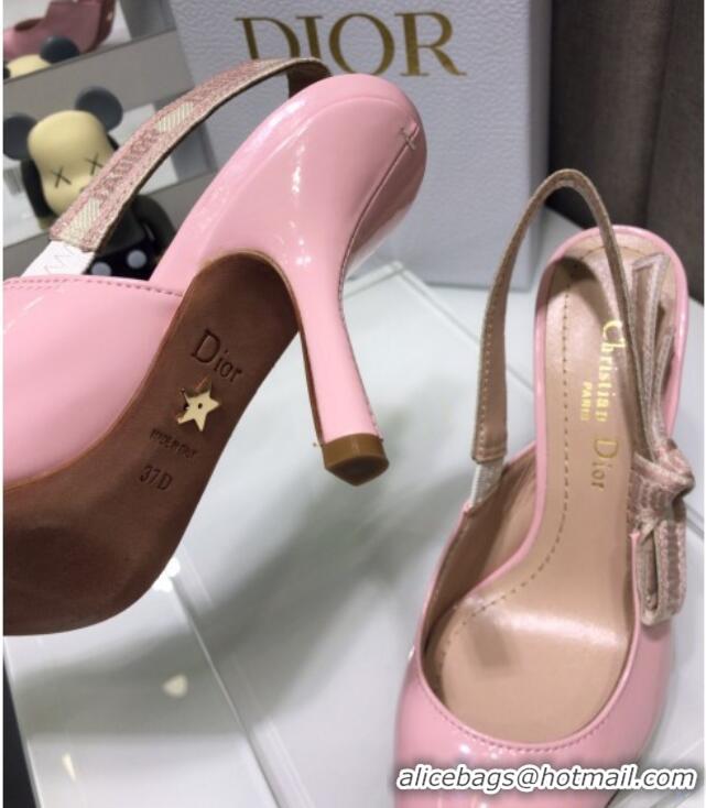 Hot Style Dior J'Adior Slingback Pumps 9.5cm in Pink Patent Calfskin 042735