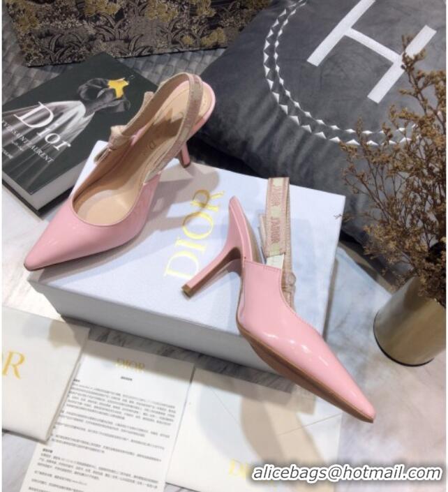 Hot Style Dior J'Adior Slingback Pumps 9.5cm in Pink Patent Calfskin 042735