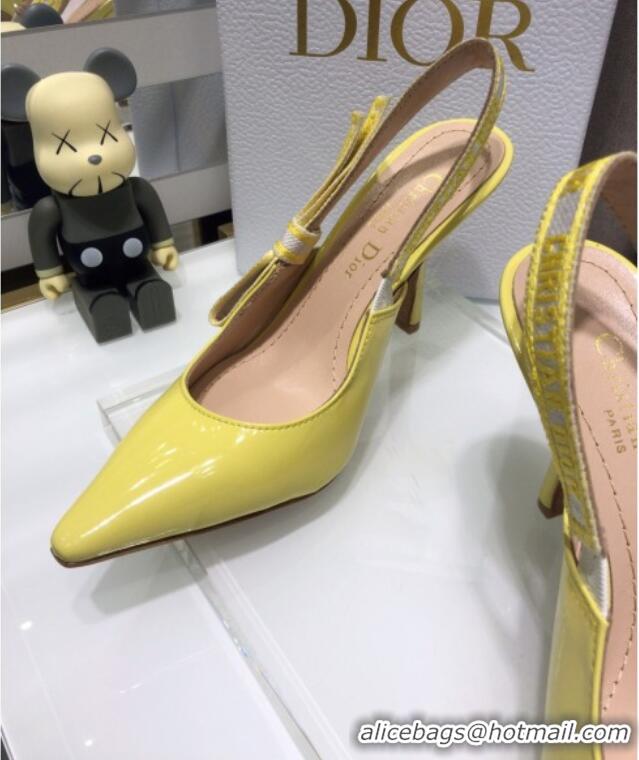 Grade Quality Dior J'Adior Slingback Pumps 9.5cm in Yellow Patent Calfskin 042738