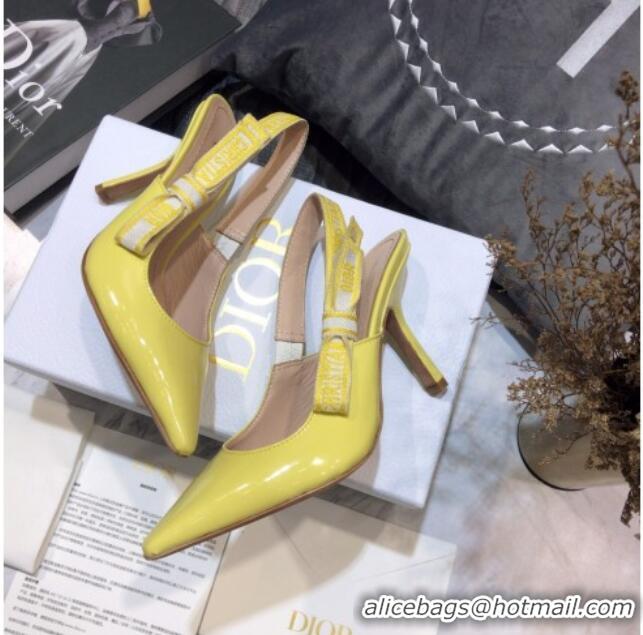 Grade Quality Dior J'Adior Slingback Pumps 9.5cm in Yellow Patent Calfskin 042738