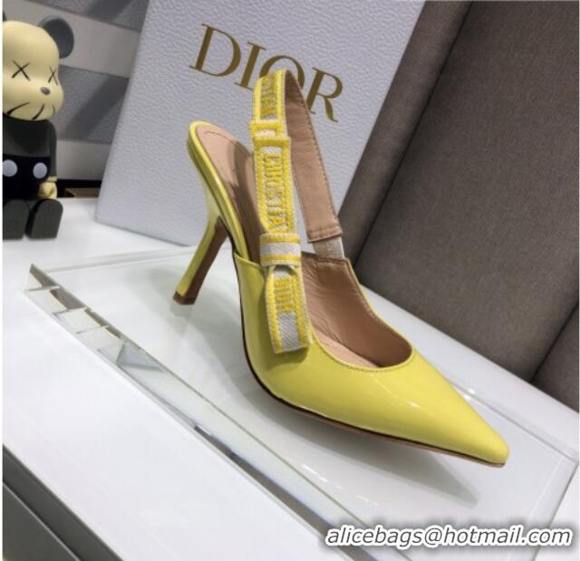 Grade Quality Dior J'Adior Slingback Pumps 9.5cm in Yellow Patent Calfskin 042738