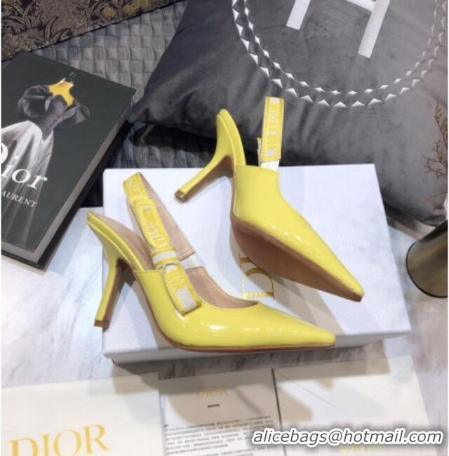 Grade Quality Dior J'Adior Slingback Pumps 9.5cm in Yellow Patent Calfskin 042738