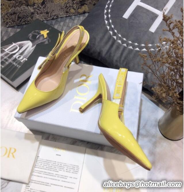 Grade Quality Dior J'Adior Slingback Pumps 9.5cm in Yellow Patent Calfskin 042738