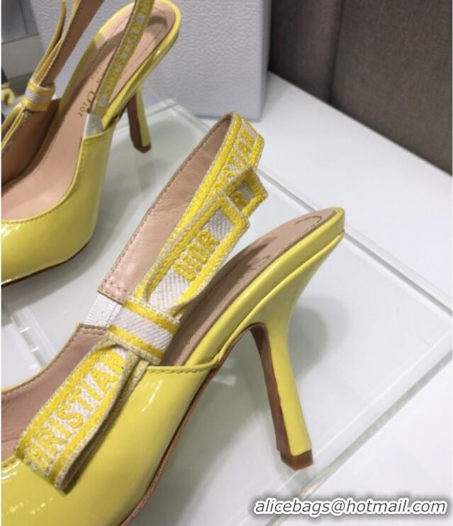 Grade Quality Dior J'Adior Slingback Pumps 9.5cm in Yellow Patent Calfskin 042738