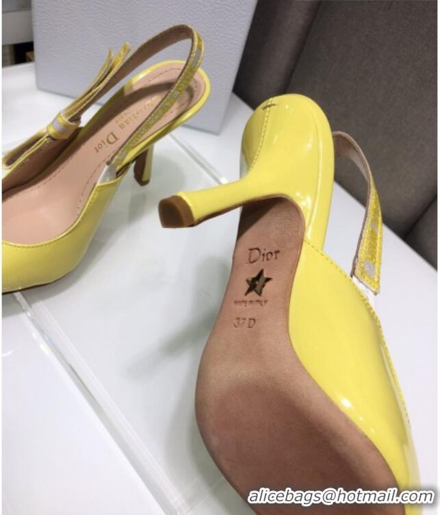 Grade Quality Dior J'Adior Slingback Pumps 9.5cm in Yellow Patent Calfskin 042738