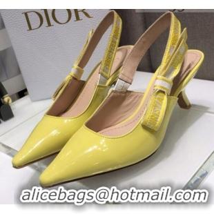 Stylish Dior J'Adior Slingback Pumps 6.5cm in Yellow Patent Calfskin 042738